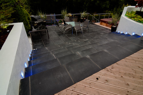 BLACK LIMESTONE HAND DRESSED PAVING SLABS 22MM FULL CRATE MIXED SIZE PATIO PACK - 20 SQUARE METERS