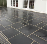 BLACK LIMESTONE HAND DRESSED PAVING SLABS 22MM FULL CRATE MIXED SIZE PATIO PACK - 17.5 SQUARE METERS