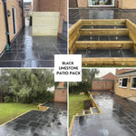 BLACK LIMESTONE HAND DRESSED PAVING SLABS 22MM FULL CRATE MIXED SIZE PATIO PACK - 17.5 SQUARE METERS